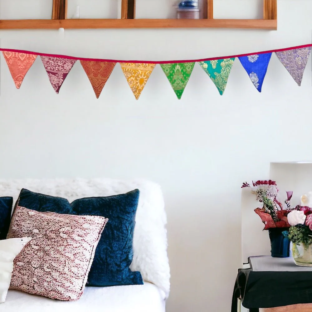 Upcycled Festive Silk Bunting - Image 4