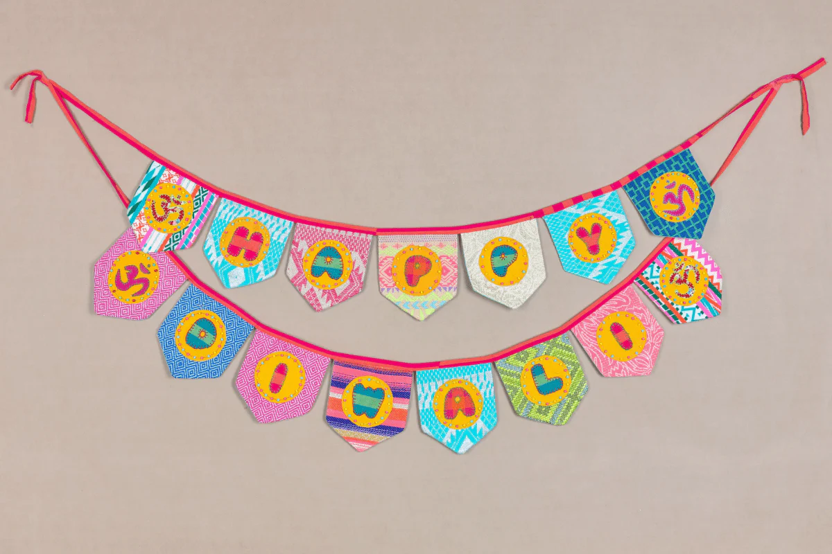 Upcycled Happy Diwali Bunting Banner - Image 8