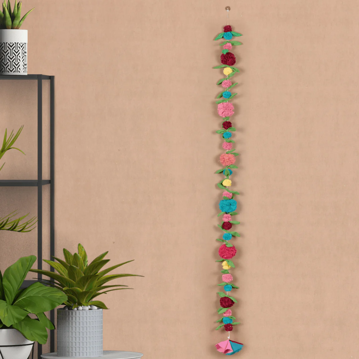 Upcycled Multicolor Flower Decorative Festive Garland String - Image 3