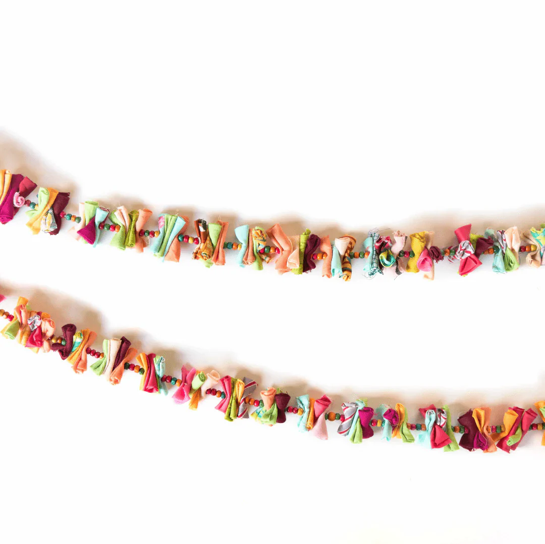 Upcycled Rainbow Rolly Molly String - Party Streamer - Image 4