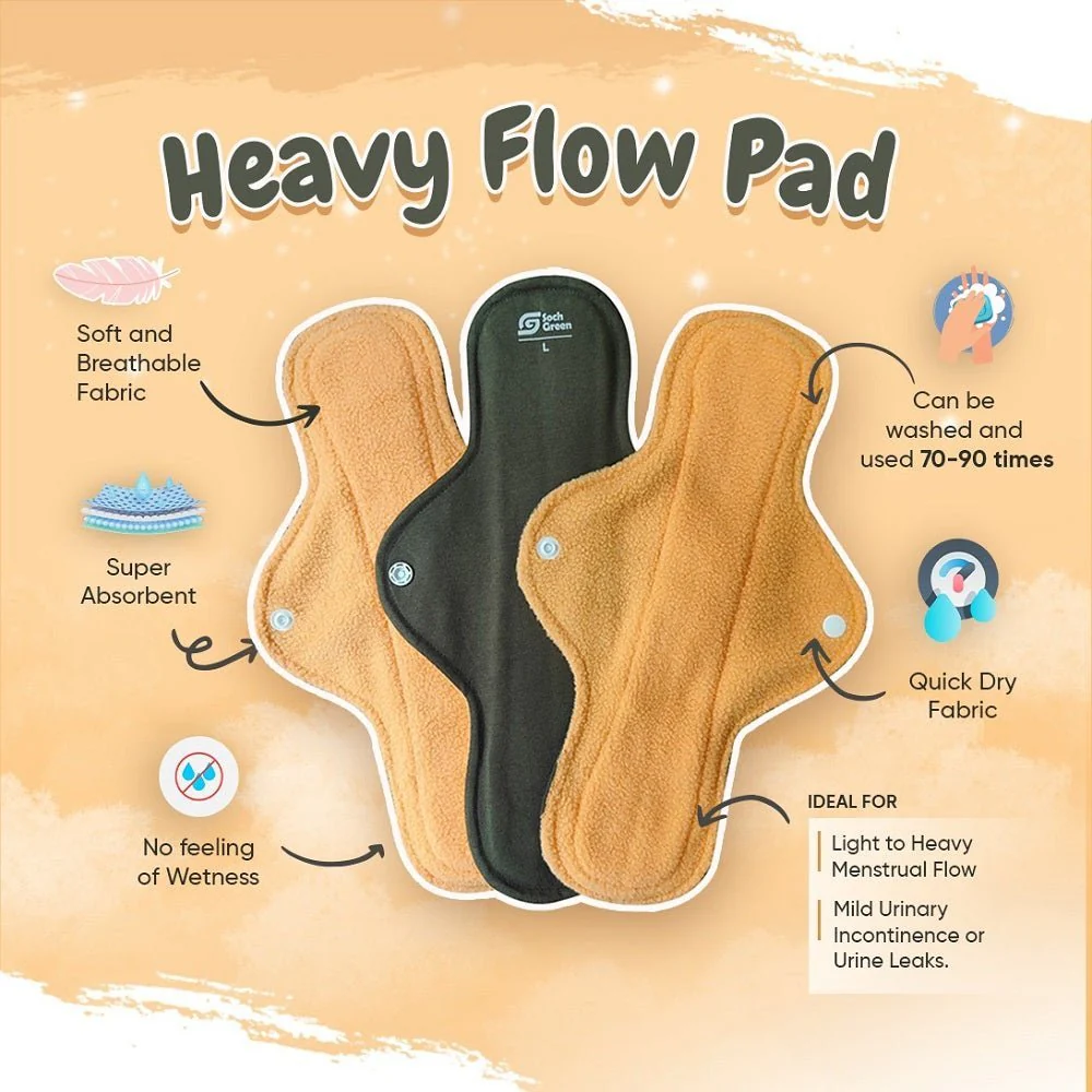 Urine Leak Reusable Cloth Pads (Quick Dry) (3 pcs) - Image 6