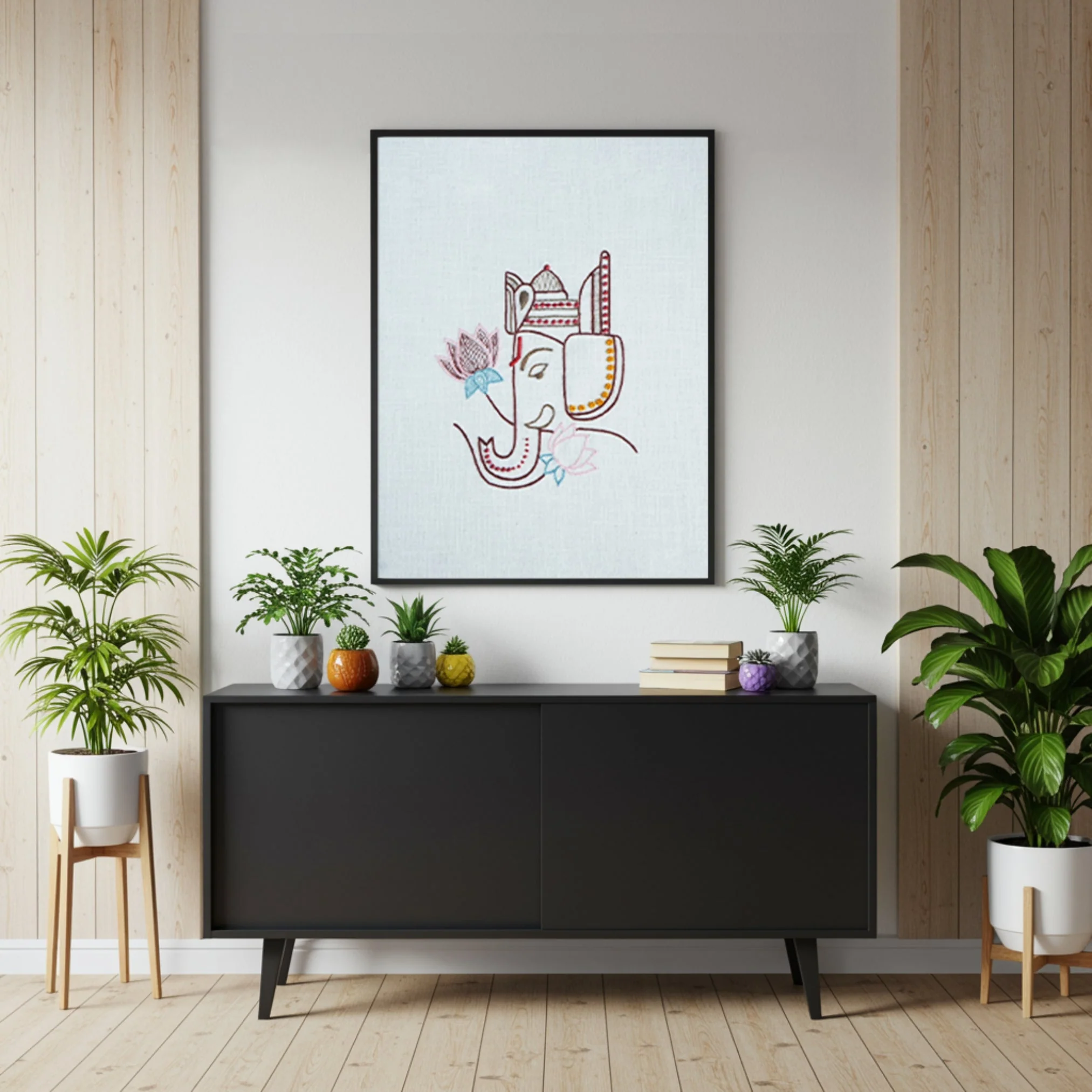 Vakratunda Wall Art – Curved Trunk of Lord Ganesha | 12x12 Inch