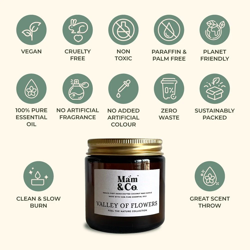 Valley of Flowers- 100% Coconut Wax Botanical Candle - Image 6