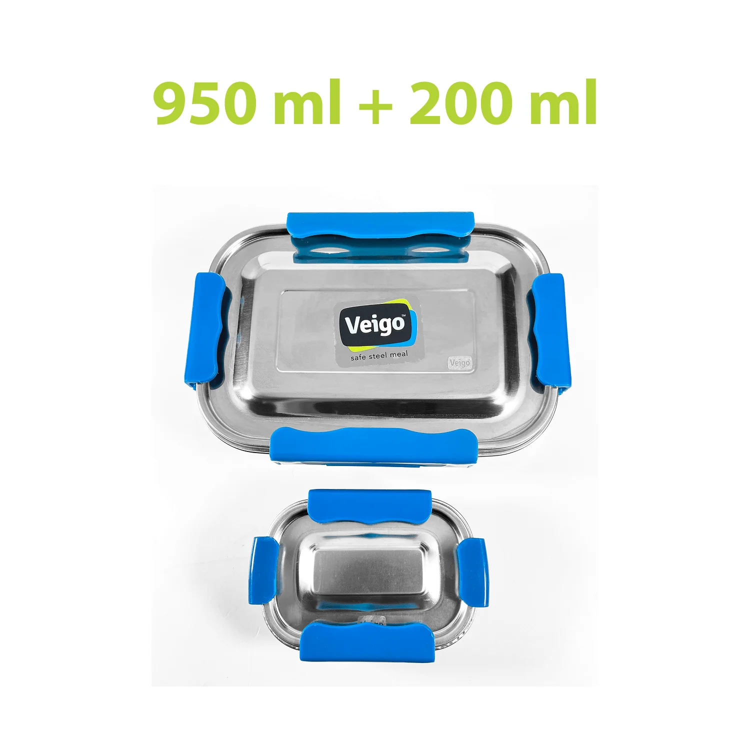 MaxoSteel Leakproof Jumbo Steel Lunch Box with Veg Box - Image 2
