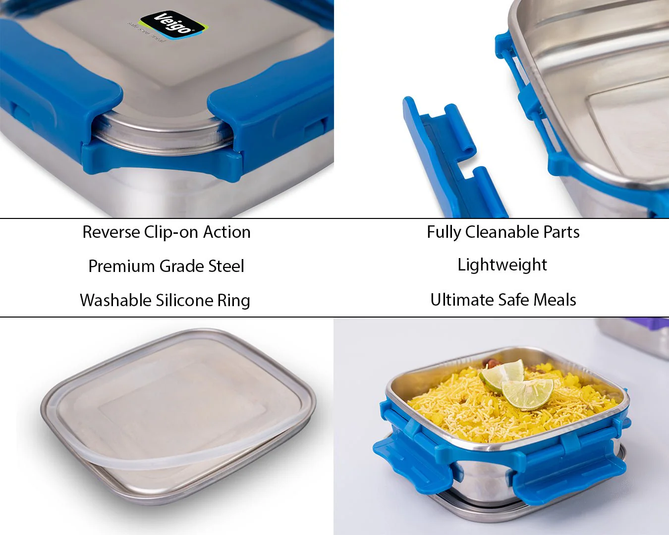 MaxoSteel Medium Steel Snack Box | Leakproof & Durable - Image 7