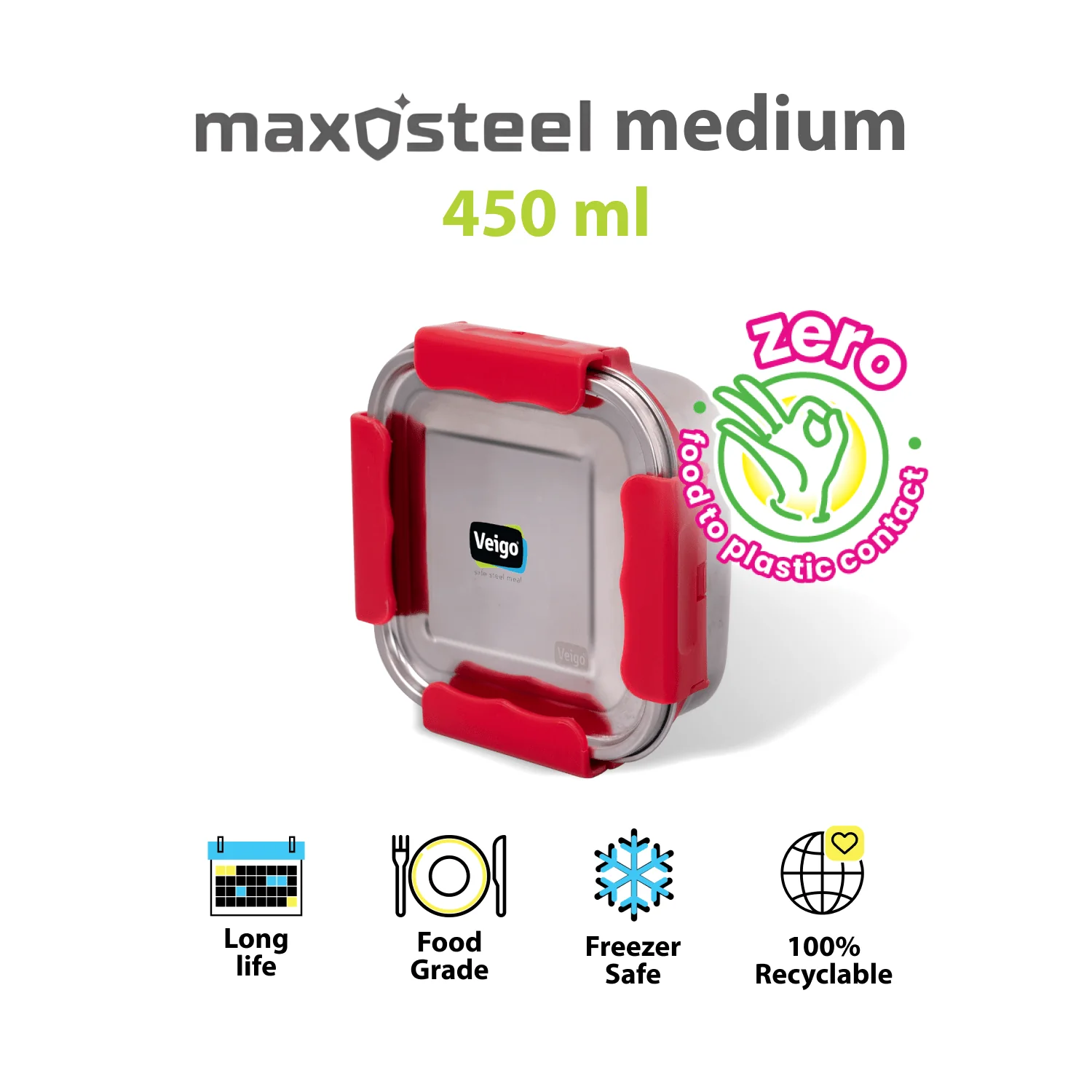 MaxoSteel Medium Steel Snack Box | Leakproof & Durable - Image 8