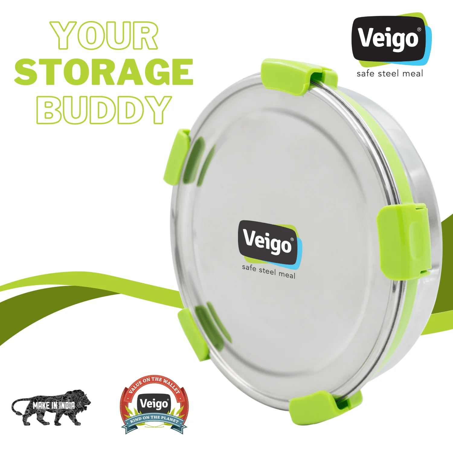 MaxoSteel Round Stainless Steel Storage- Set of 3 - Image 8