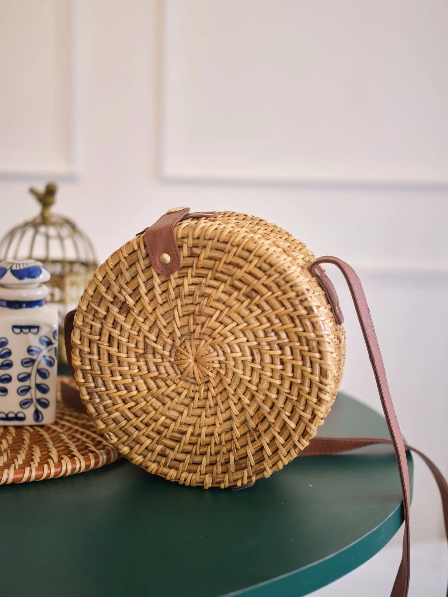 Vetra Rattan Sling Bag | Handcrafted Cane & Vegan Leather Bag