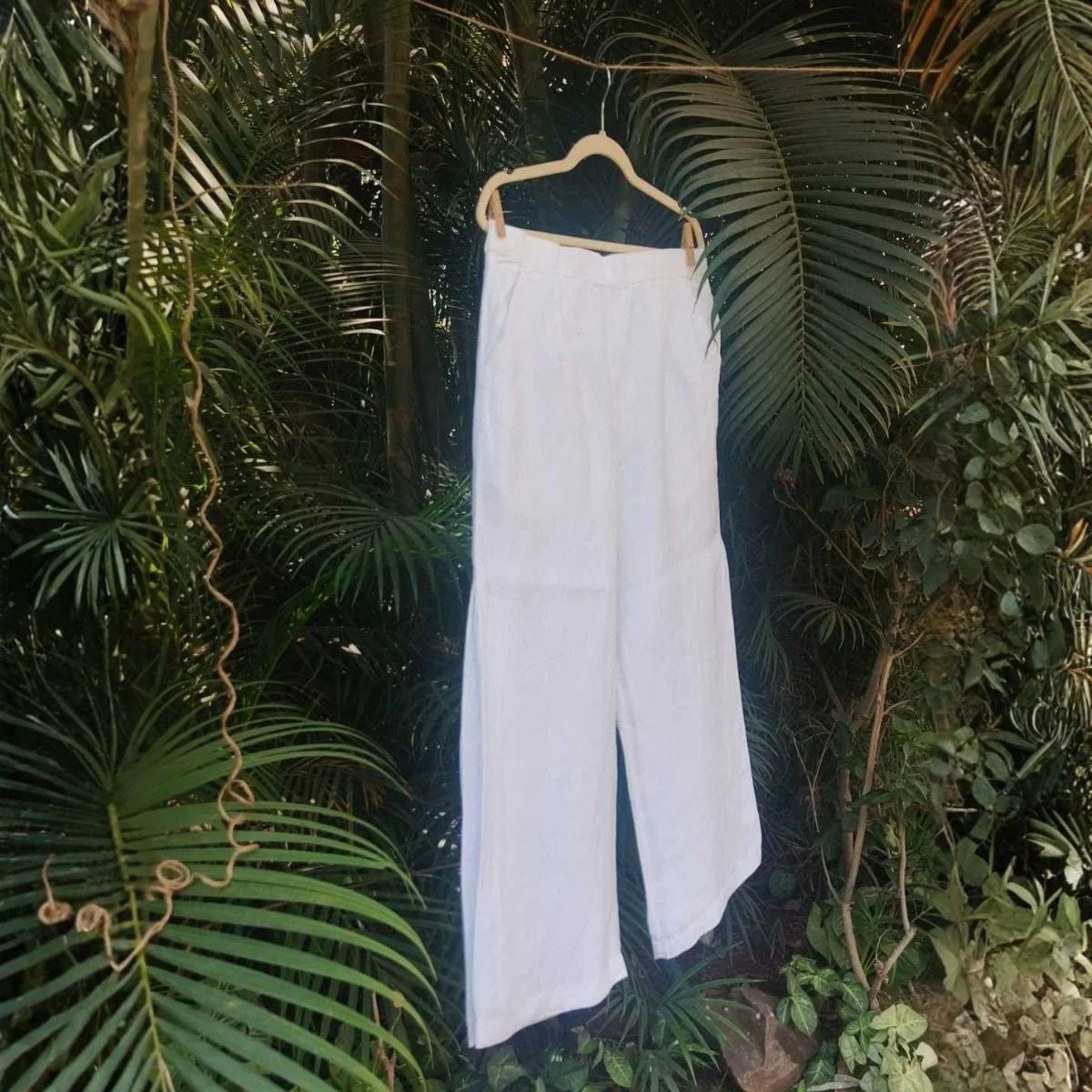 Vianca White Hemp Pants For Women - Image 2