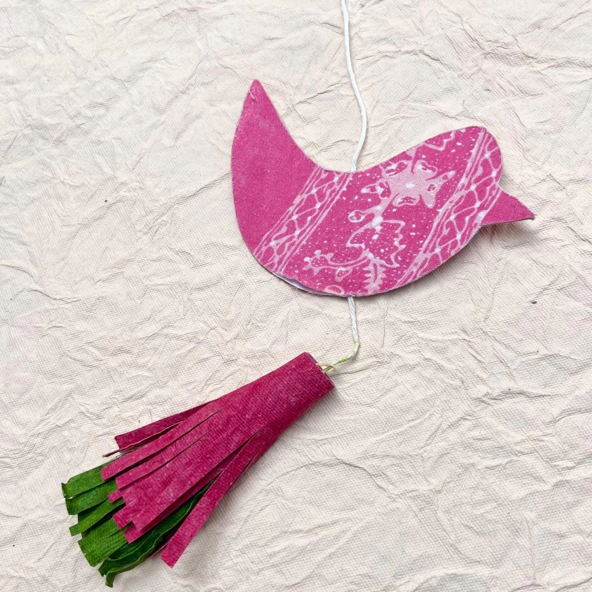 Vibrant Handmade Bird Cloth Dangler | Sustainable Patchwork Decor - Image 3
