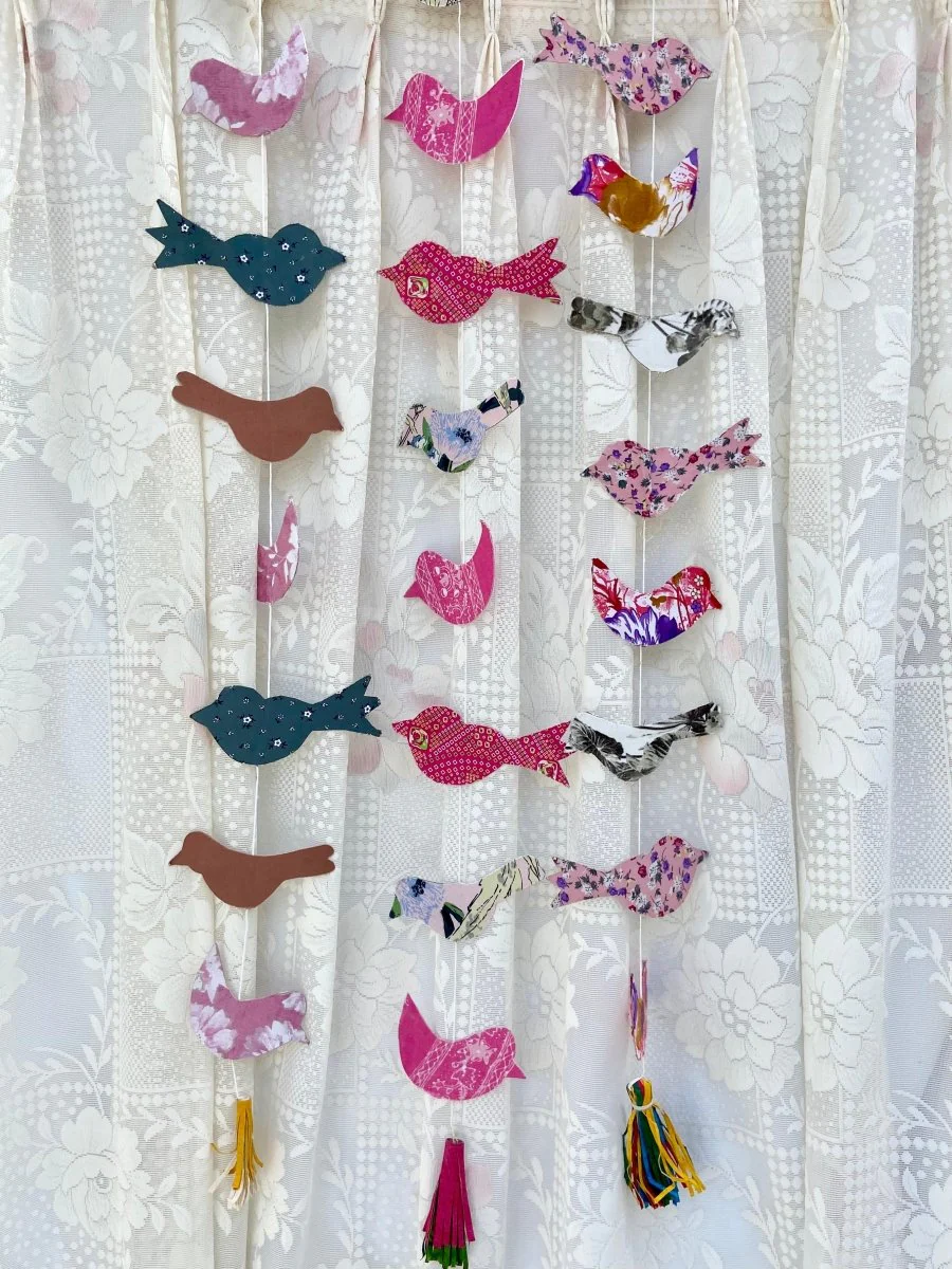 Vibrant Handmade Bird Cloth Dangler | Sustainable Patchwork Decor - Image 5