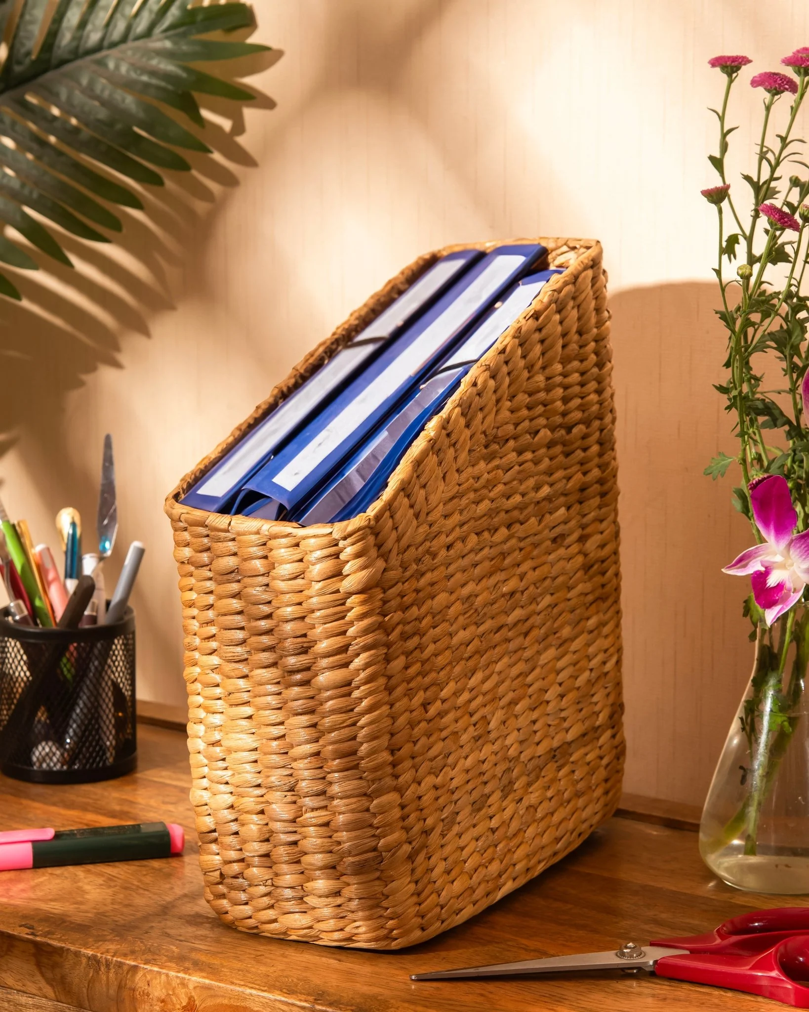 Water Hyacinth Magazine & File Holder - Natural