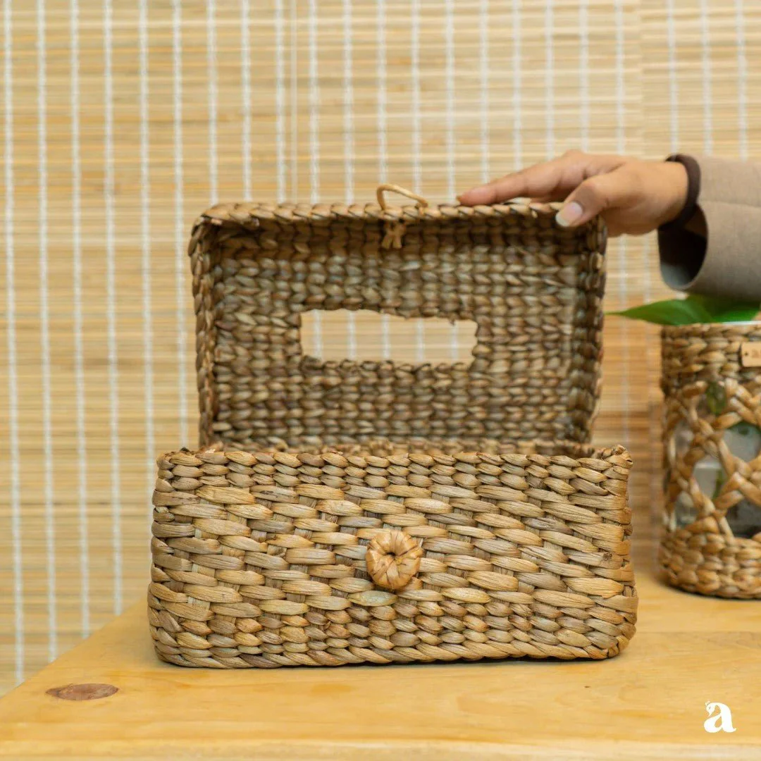 Water Hyacinth Tissue Box | Handcrafted Eco-Friendly Tissue Holder - Image 2