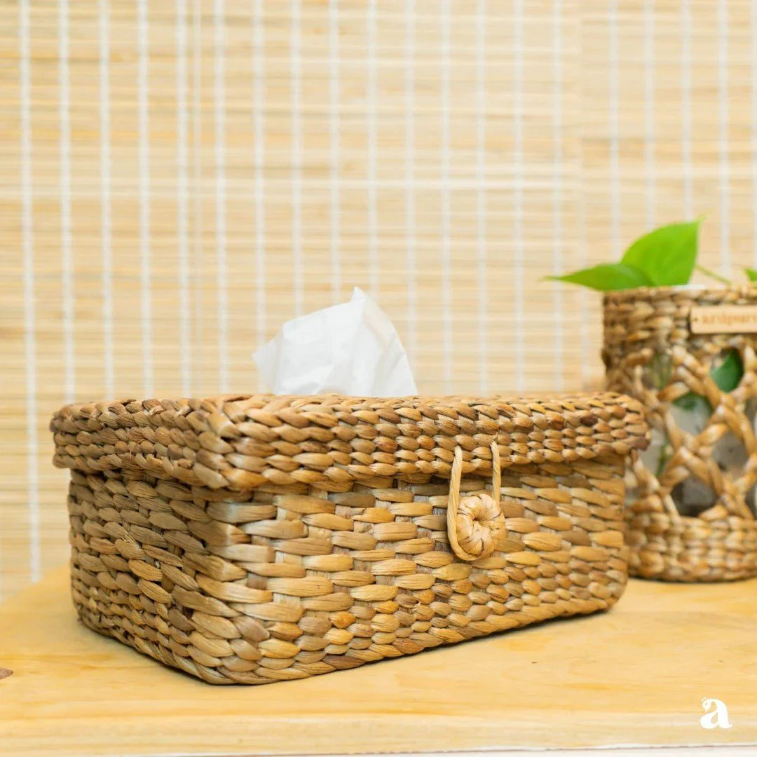 Water Hyacinth Tissue Box | Handcrafted Eco-Friendly Tissue Holder - Image 3