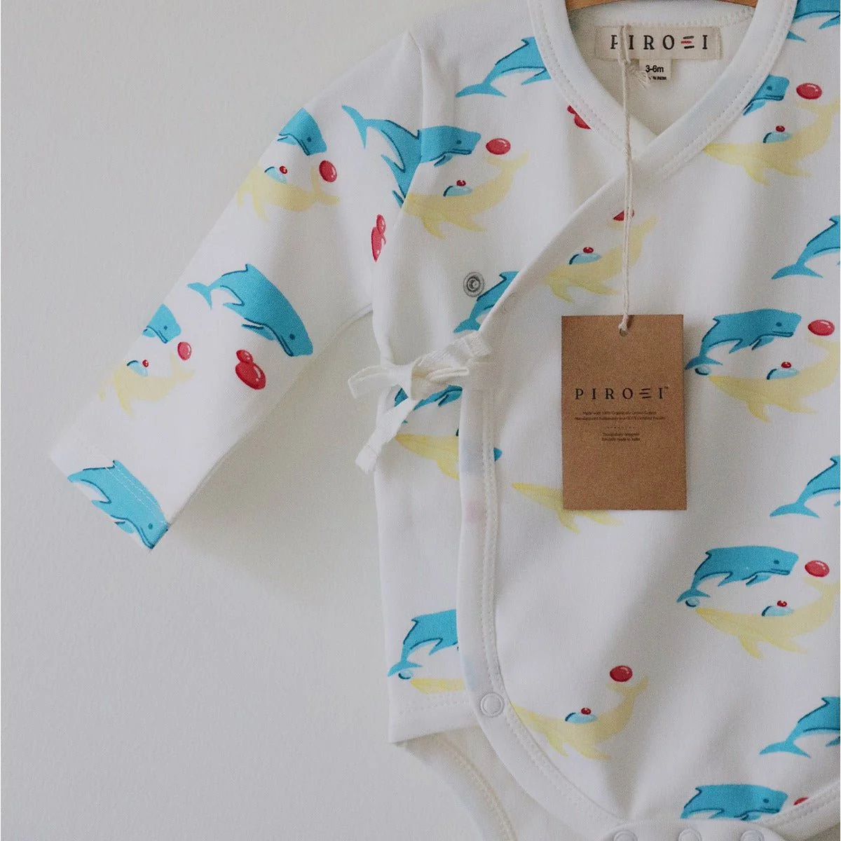 Whales Organic Baby Kimono Onesie – Soft Cotton Newborn Romper - Image 3