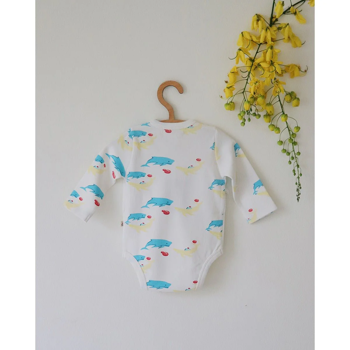 Whales Organic Baby Kimono Onesie – Soft Cotton Newborn Romper - Image 5