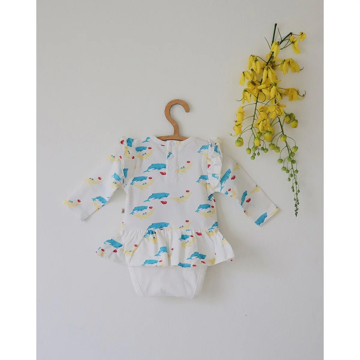 Whales Organic Peplum Baby Onesie – Stylish & Soft Cotton - Image 2