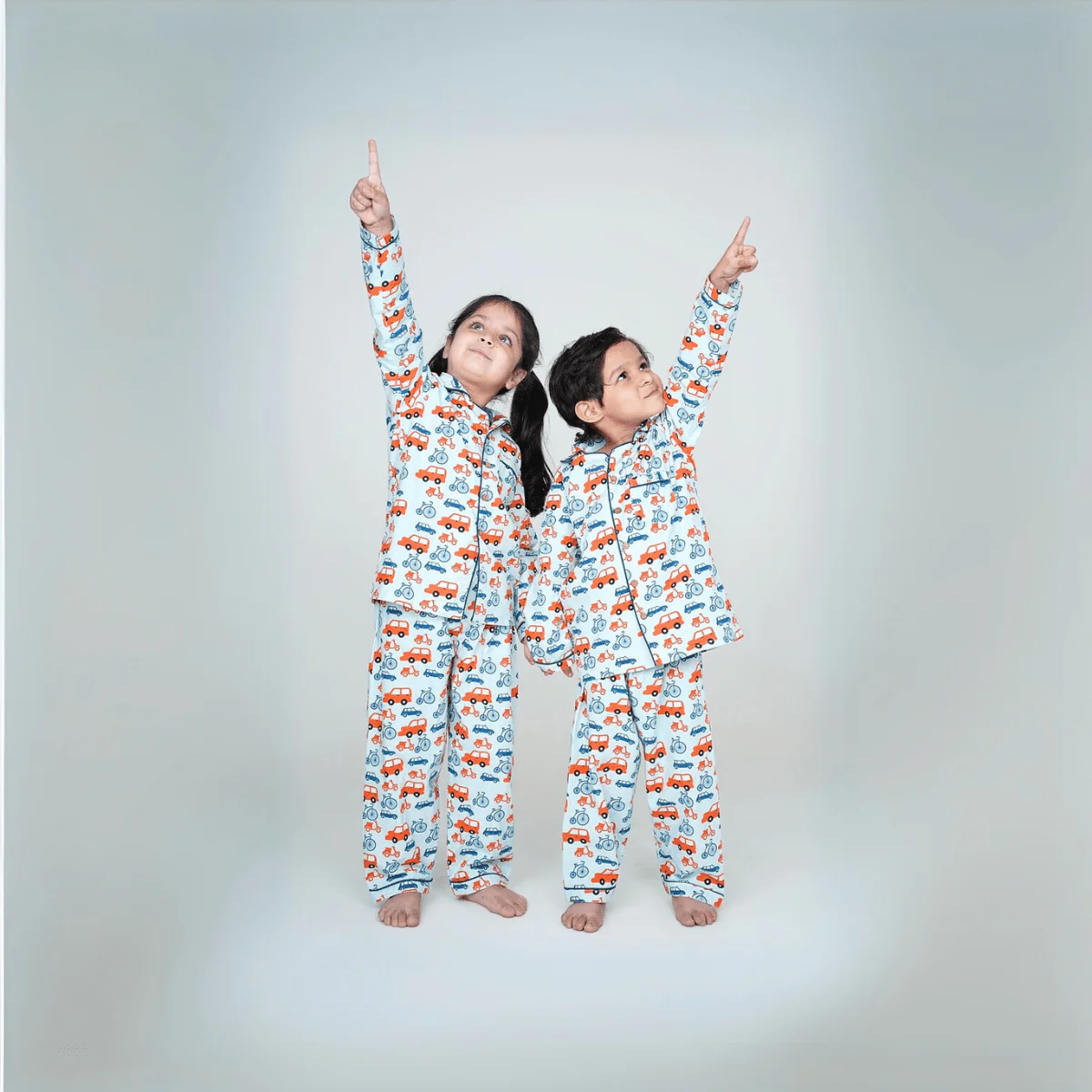 100% Cotton Wheels World Kids Collar Night Suit Set - Image 3