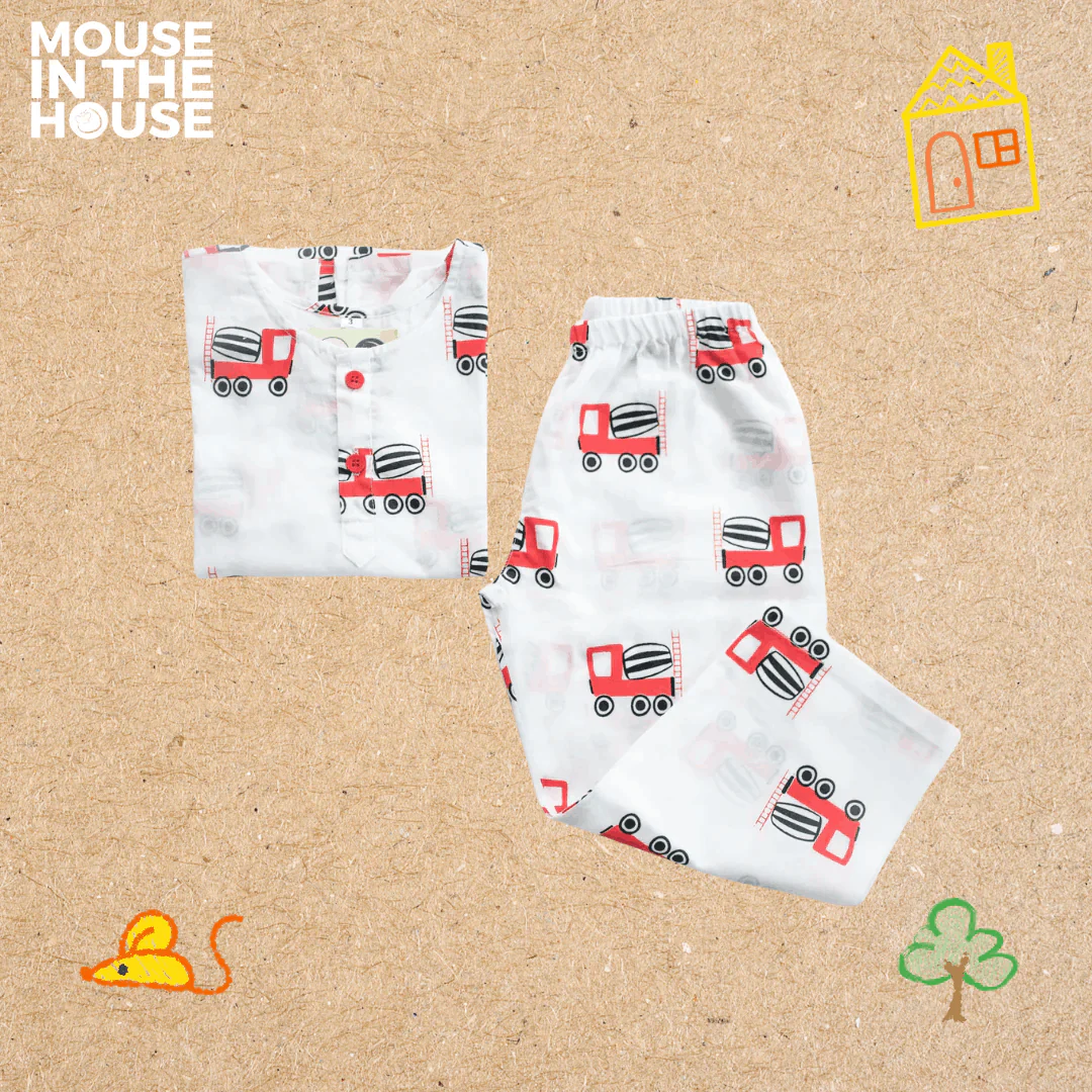 Whirly Cement Mixer- Unisex Kids Cotton Nightwear - Image 2