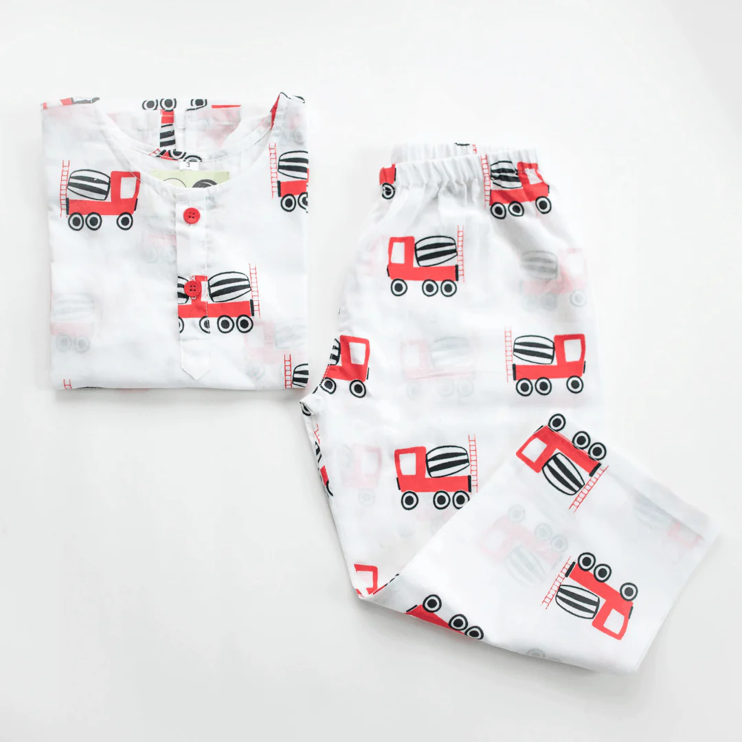 Whirly Cement Mixer- Unisex Kids Cotton Nightwear - Image 4
