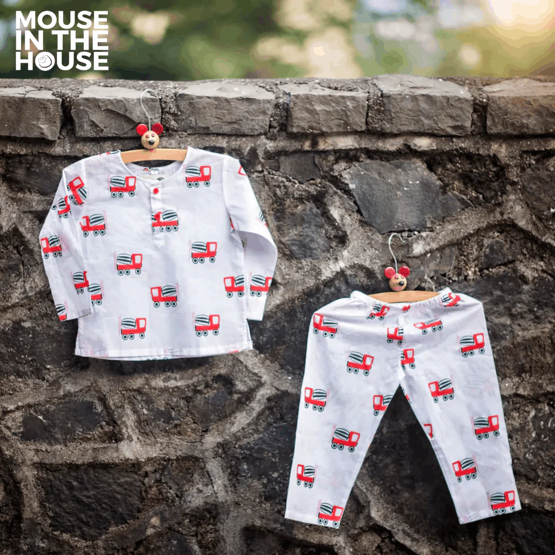 Whirly Cement Mixer- Unisex Kids Cotton Nightwear - Image 7