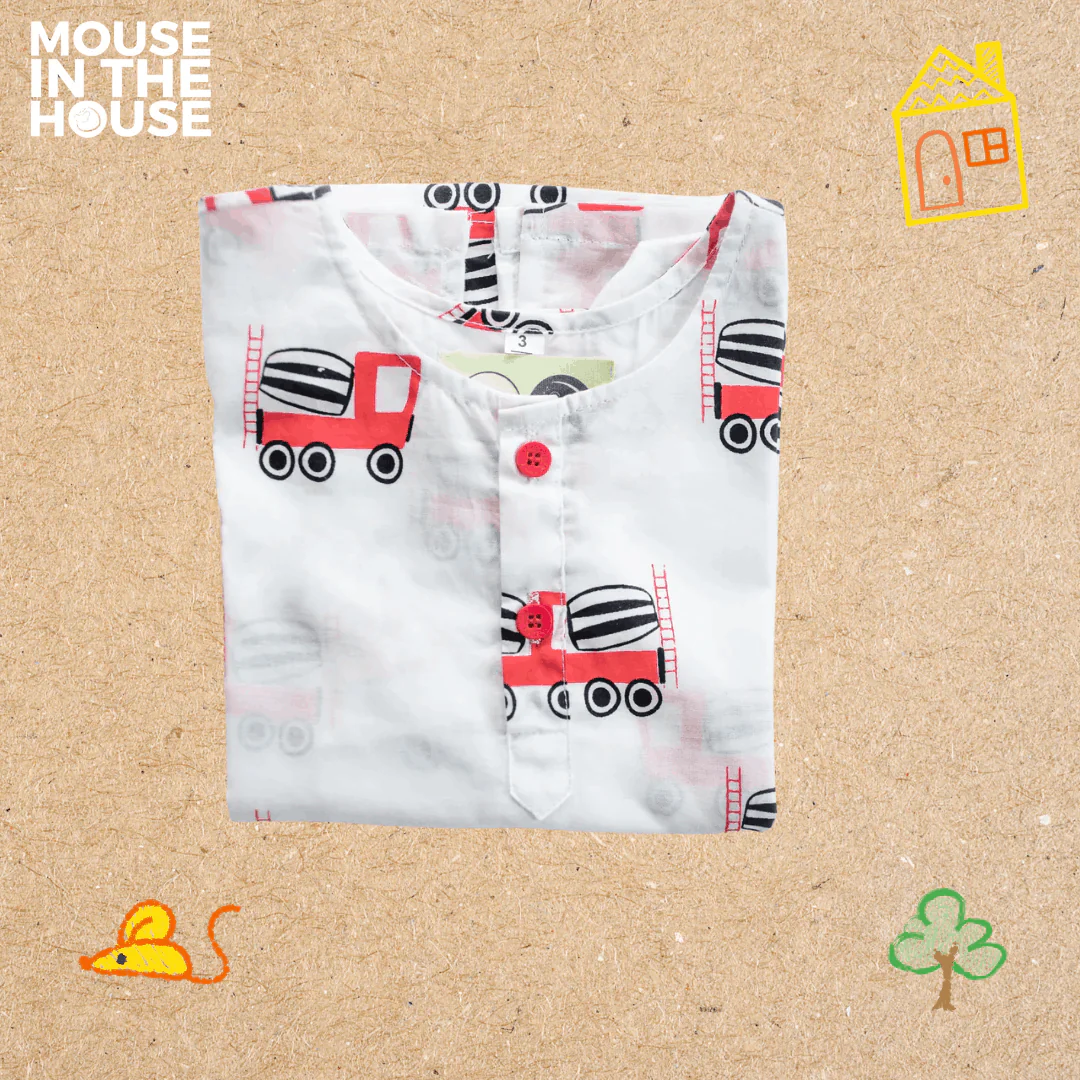 Whirly Cement Mixer- Unisex Kids Cotton Nightwear - Image 9