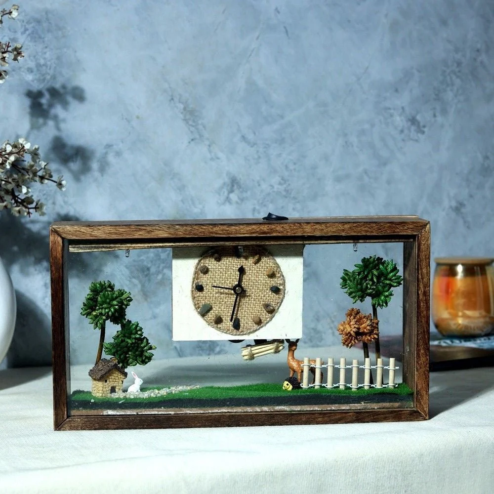 Whispering Woods Desk Clock | Handcrafted Wooden Home Decor Clock