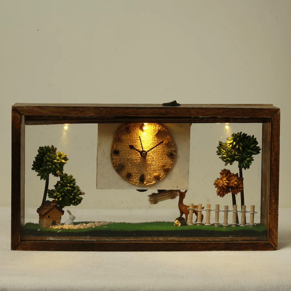 Whispering Woods Desk Clock | Handcrafted Wooden Home Decor Clock - Image 4