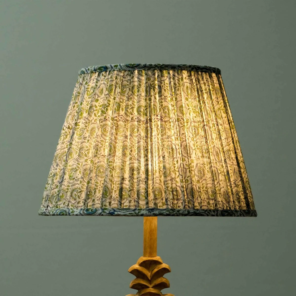 White Green Block Print Empire Lampshade - Image 4