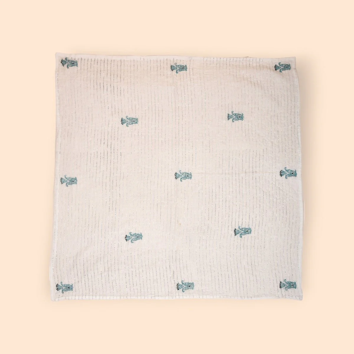 Pure Mulmul White Hand Embroidered Baby Nakshi Kantha - Image 2
