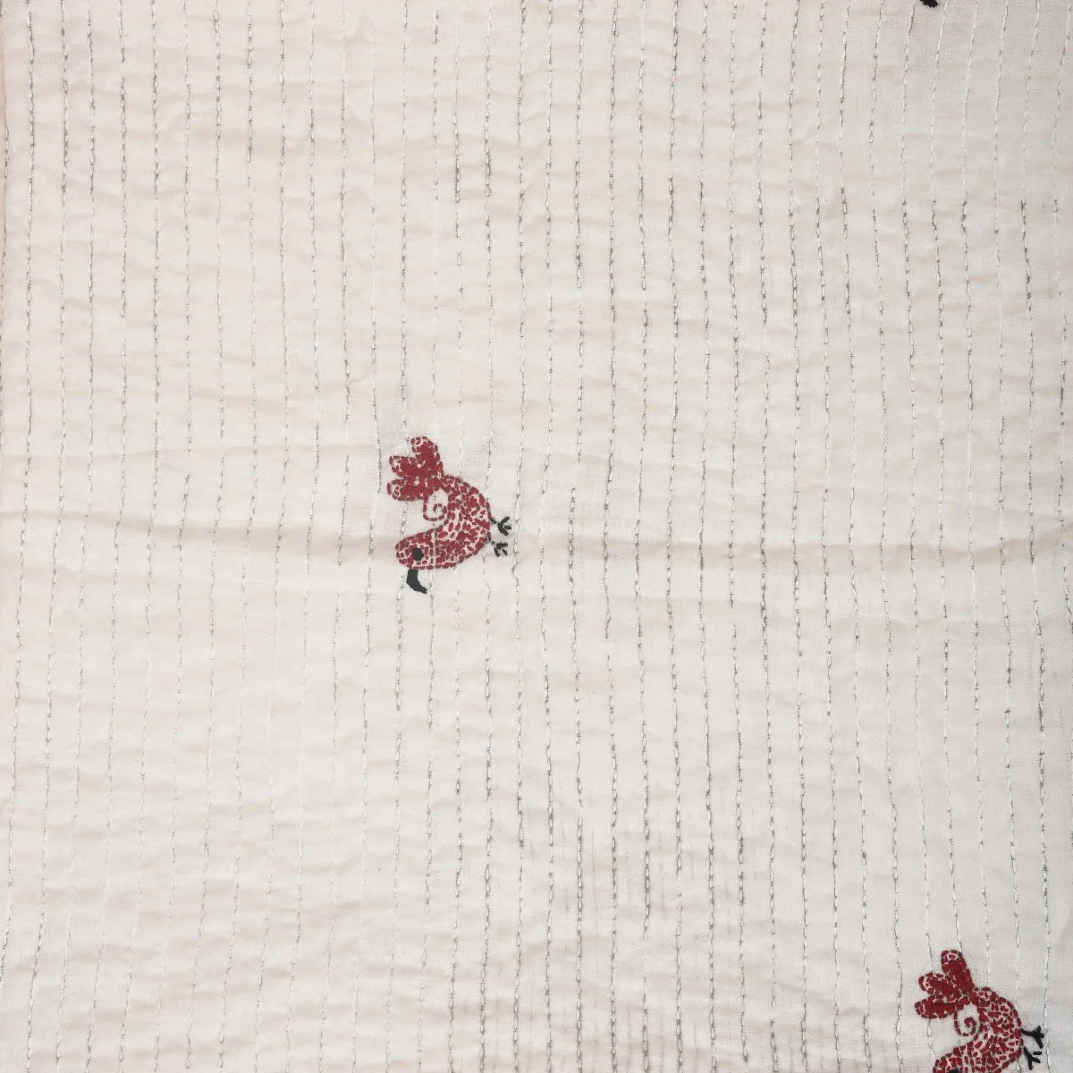 Pure Mulmul White Hand Embroidered Baby Nakshi Kantha - Image 5