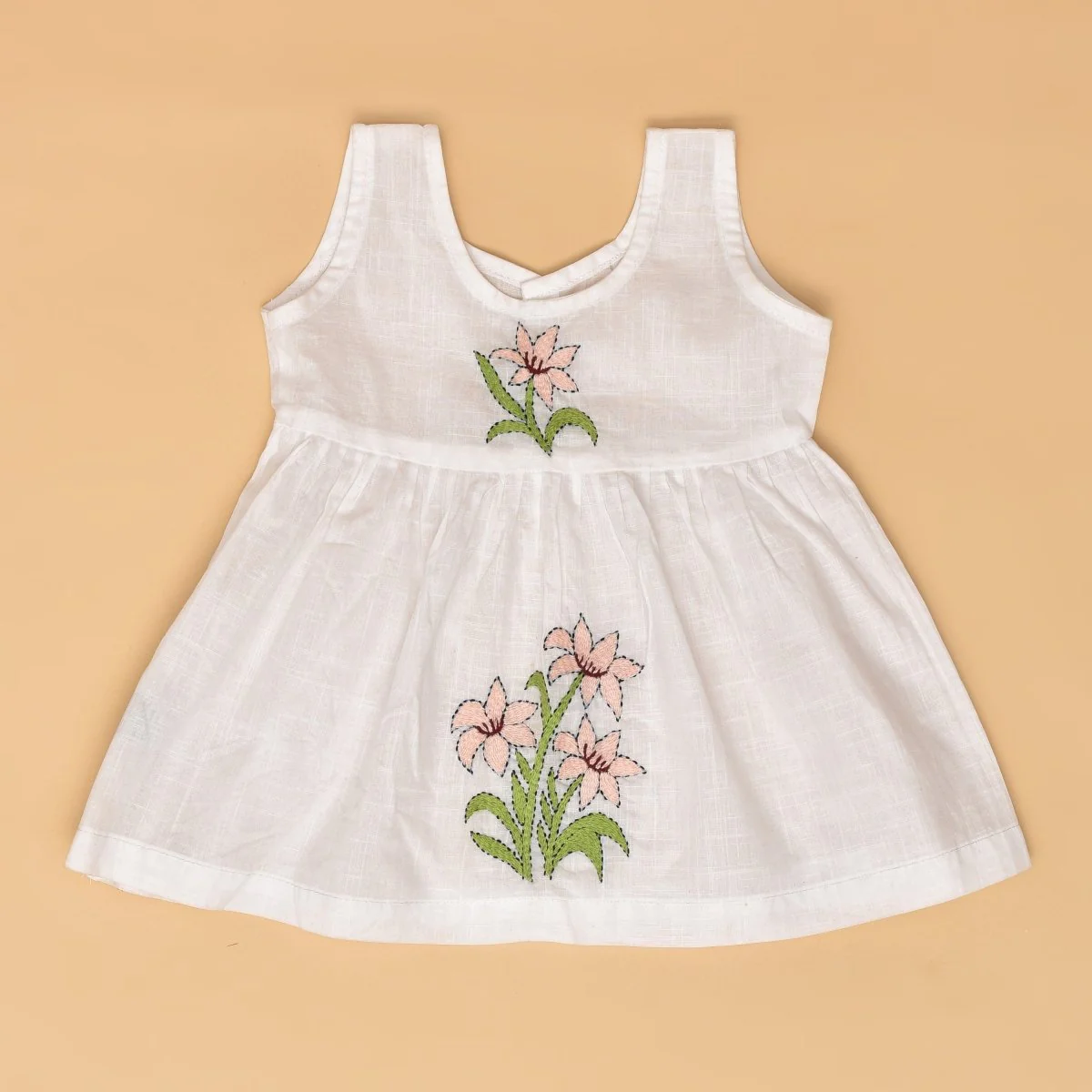 White Pure Cotton Hand Embroidered Baby Dress Combo-Set of 3 - Image 13