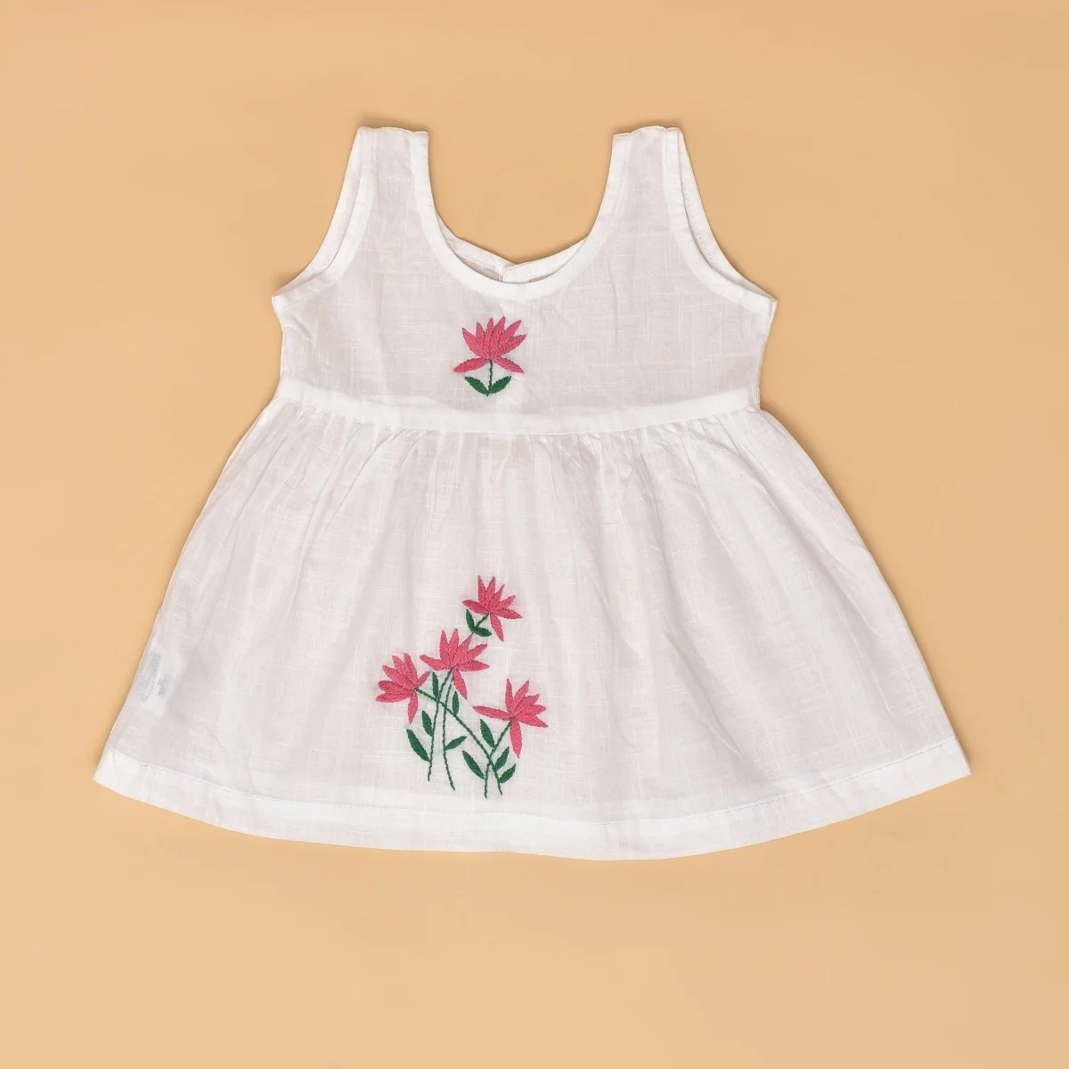 White Pure Cotton Hand Embroidered Baby Dress Combo-Set of 3 - Image 20