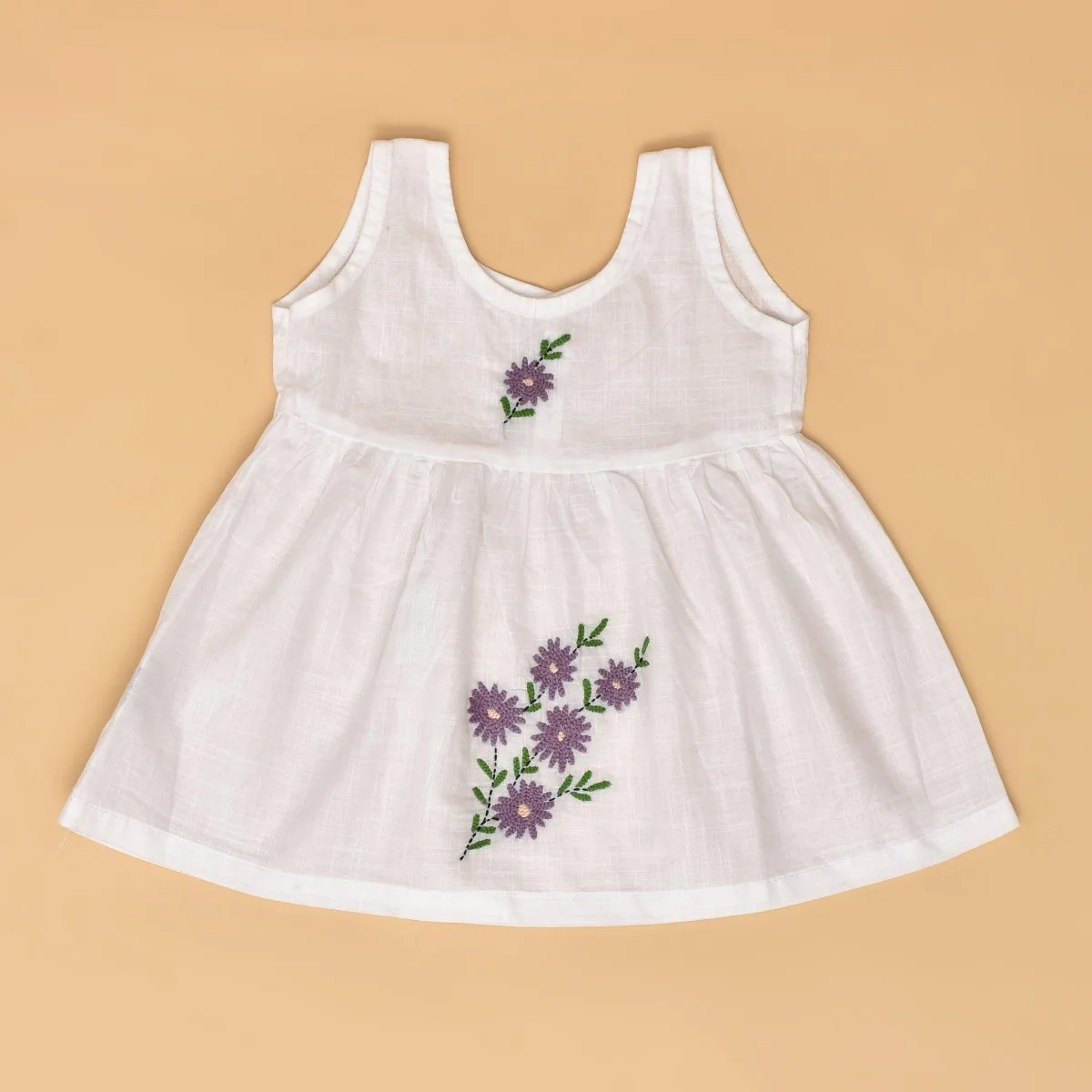 White Pure Cotton Hand Embroidered Baby Dress Combo-Set of 3 - Image 24