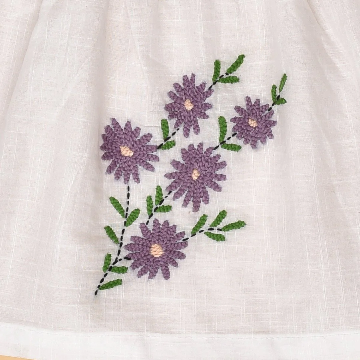 White Pure Cotton Hand Embroidered Baby Dress Combo-Set of 3 - Image 7