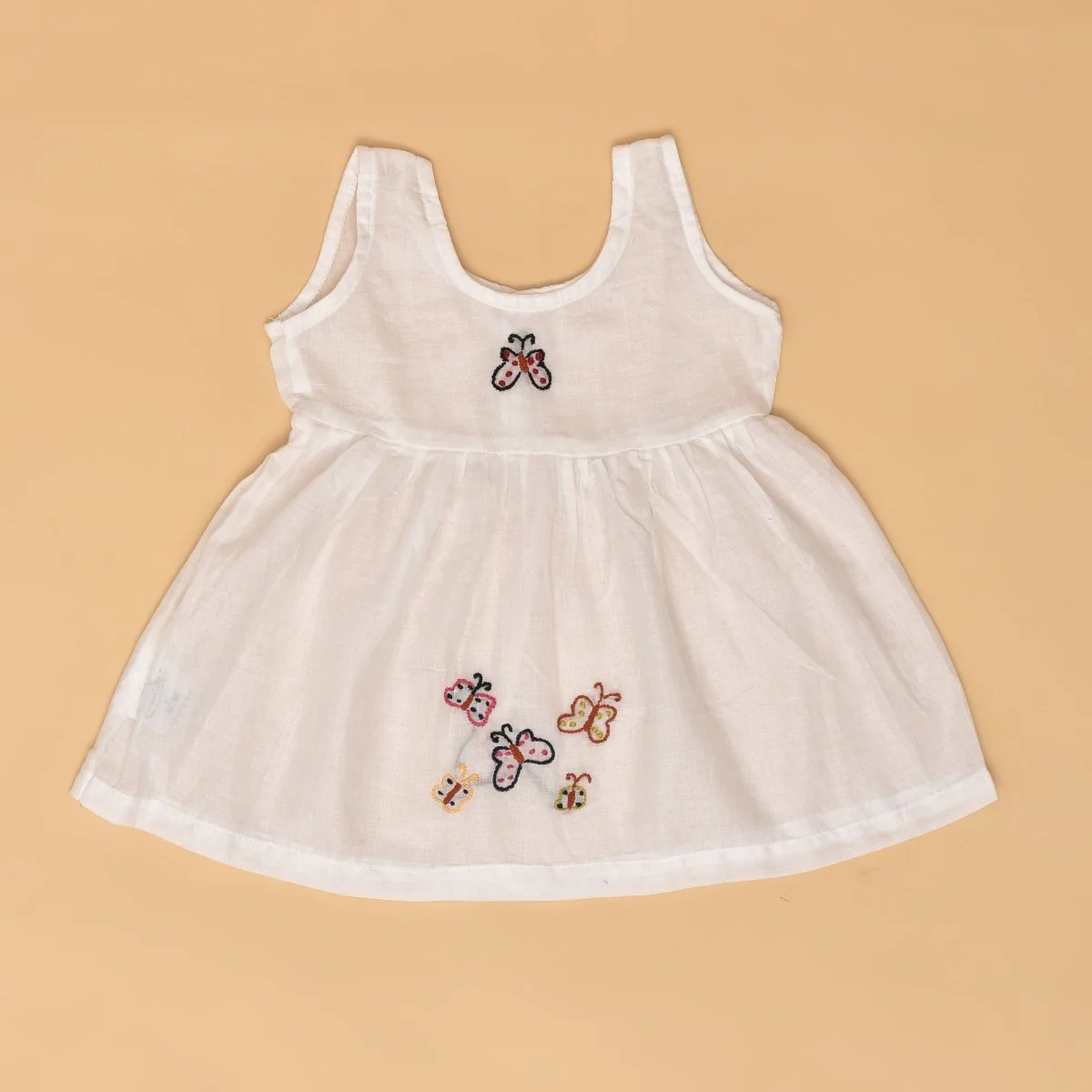 White Pure Mulmul Hand Embroidered Baby Dress Combo-Set of 2 - Image 18