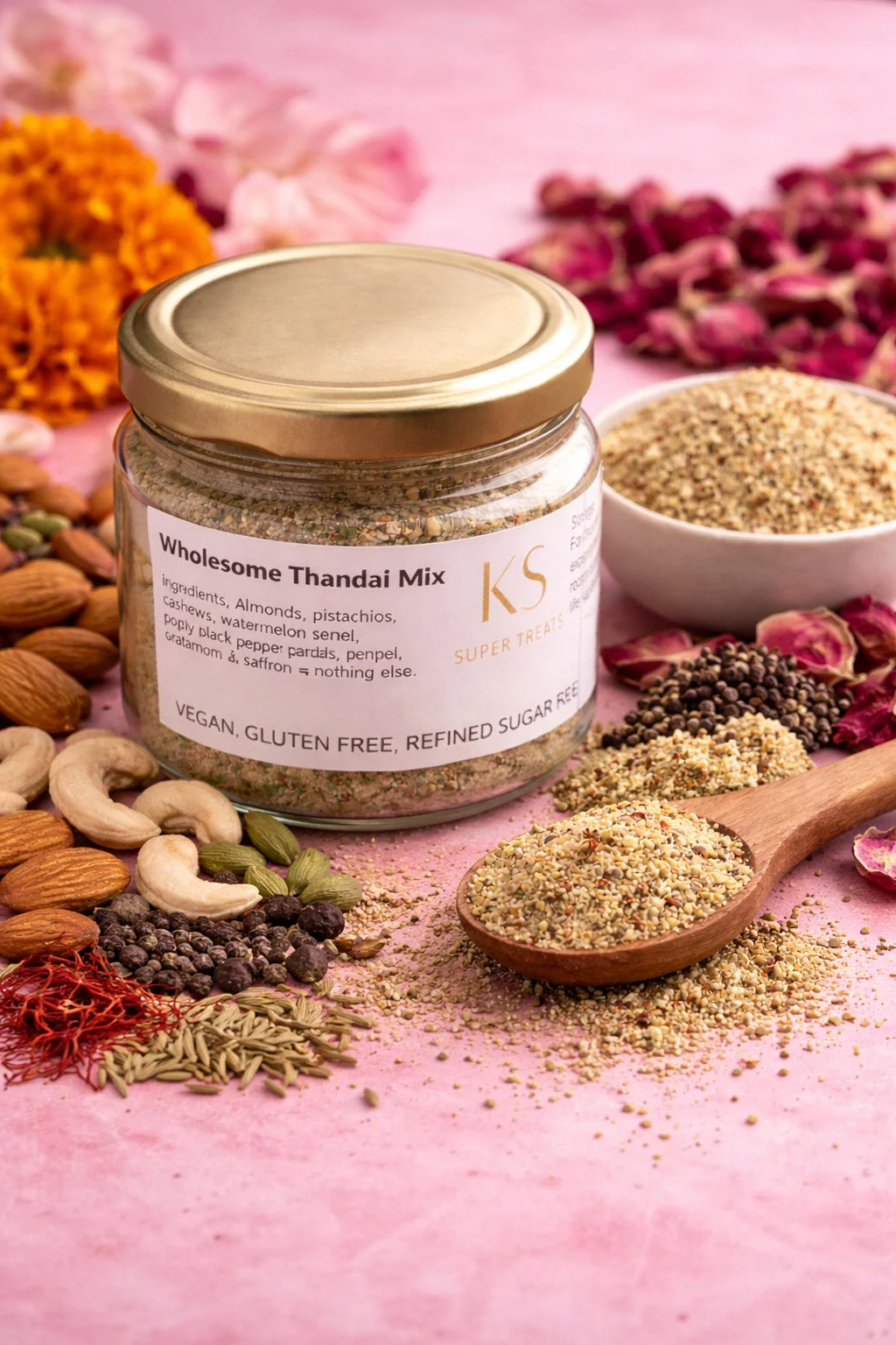 Wholesome Thandai Drink Mix - 170gms -Vegan | Gluten free | Sugar free