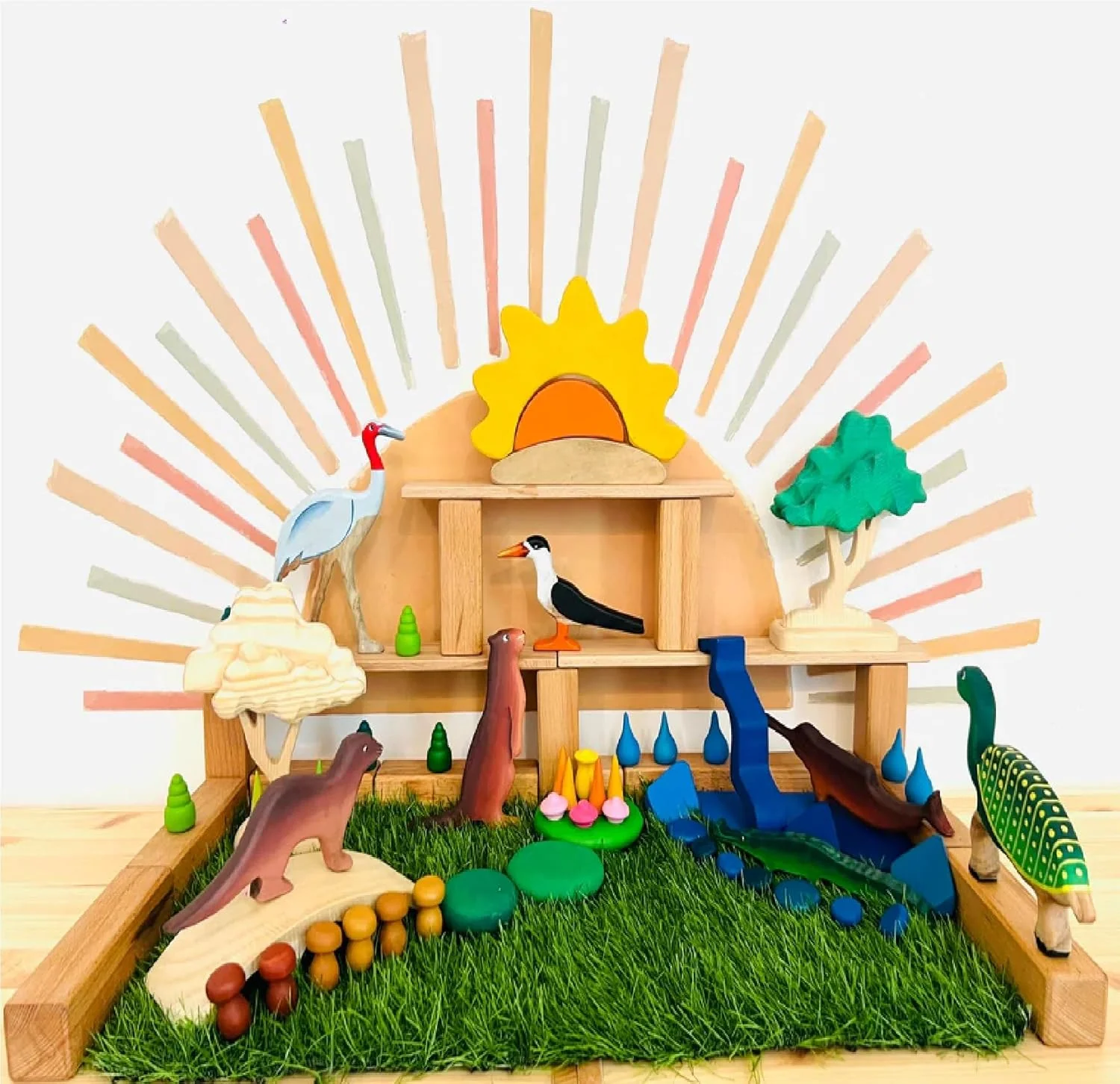 Wild Wonders of India Wooden Figurine Set | Handcrafted Wildlife Story - Image 2