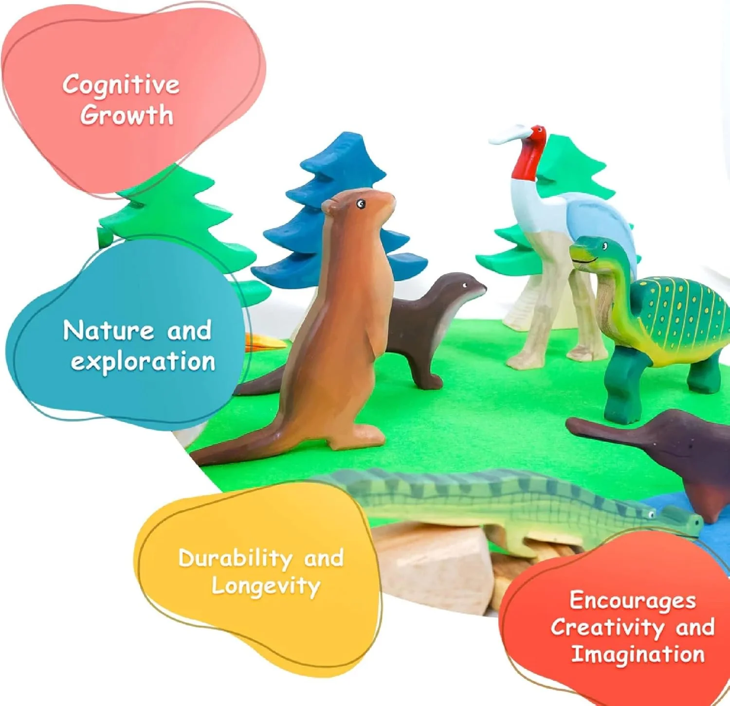 Wild Wonders of India Wooden Figurine Set | Handcrafted Wildlife Story - Image 4