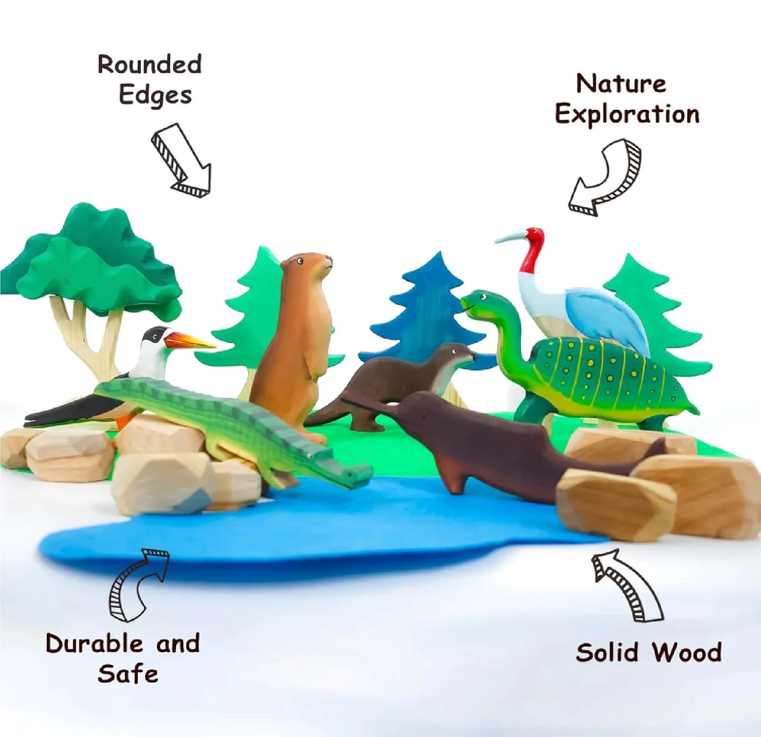 Wild Wonders of India Wooden Figurine Set | Handcrafted Wildlife Story - Image 5