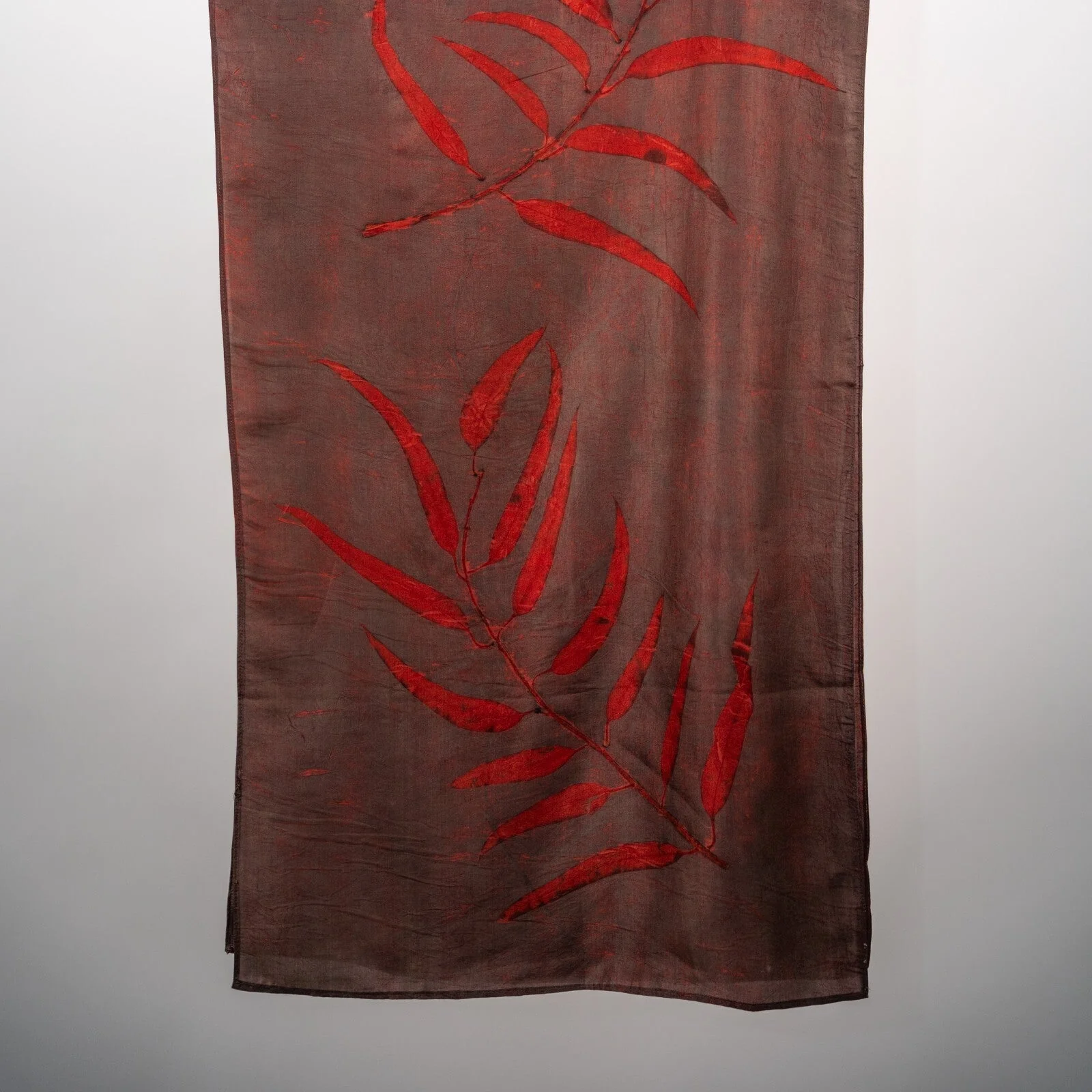 Wine Eucalyptus Silk Scarf – Handcrafted Natural Silk Stole - Image 6
