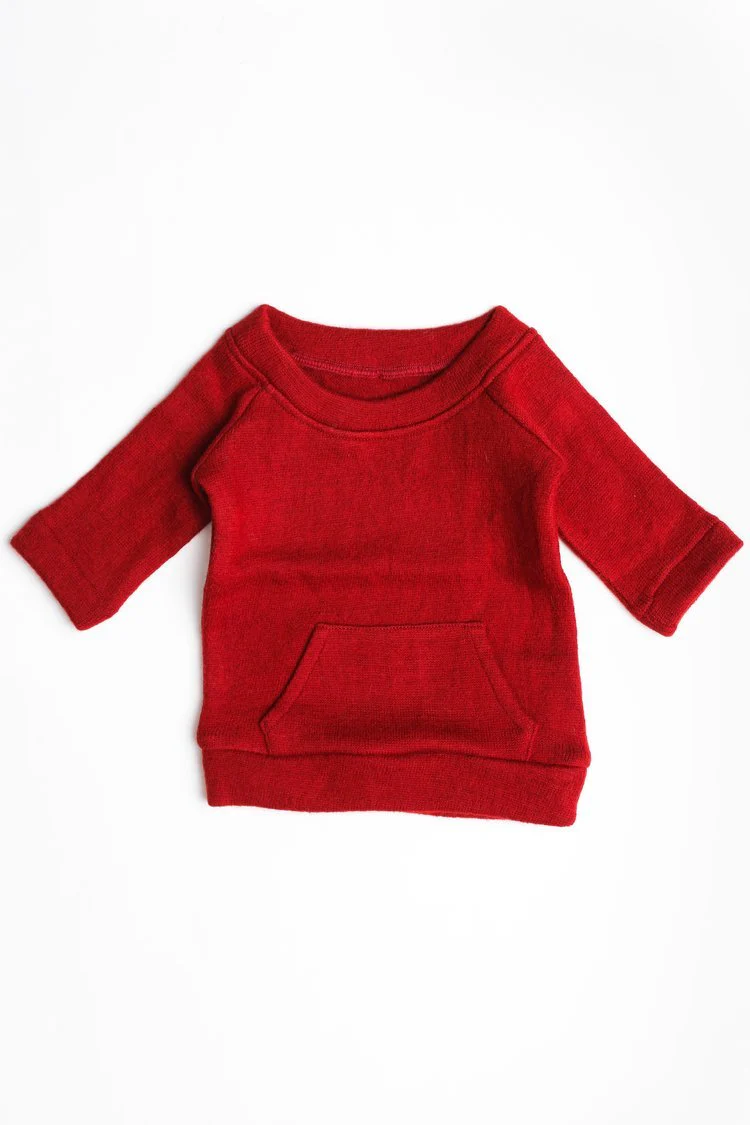 Pure Wool Winter Pocket Tee | Herbal Dyed Baby Top for Skin Comfort - Image 3