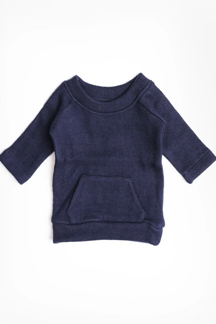 Pure Wool Winter Pocket Tee | Herbal Dyed Baby Top for Skin Comfort - Image 4