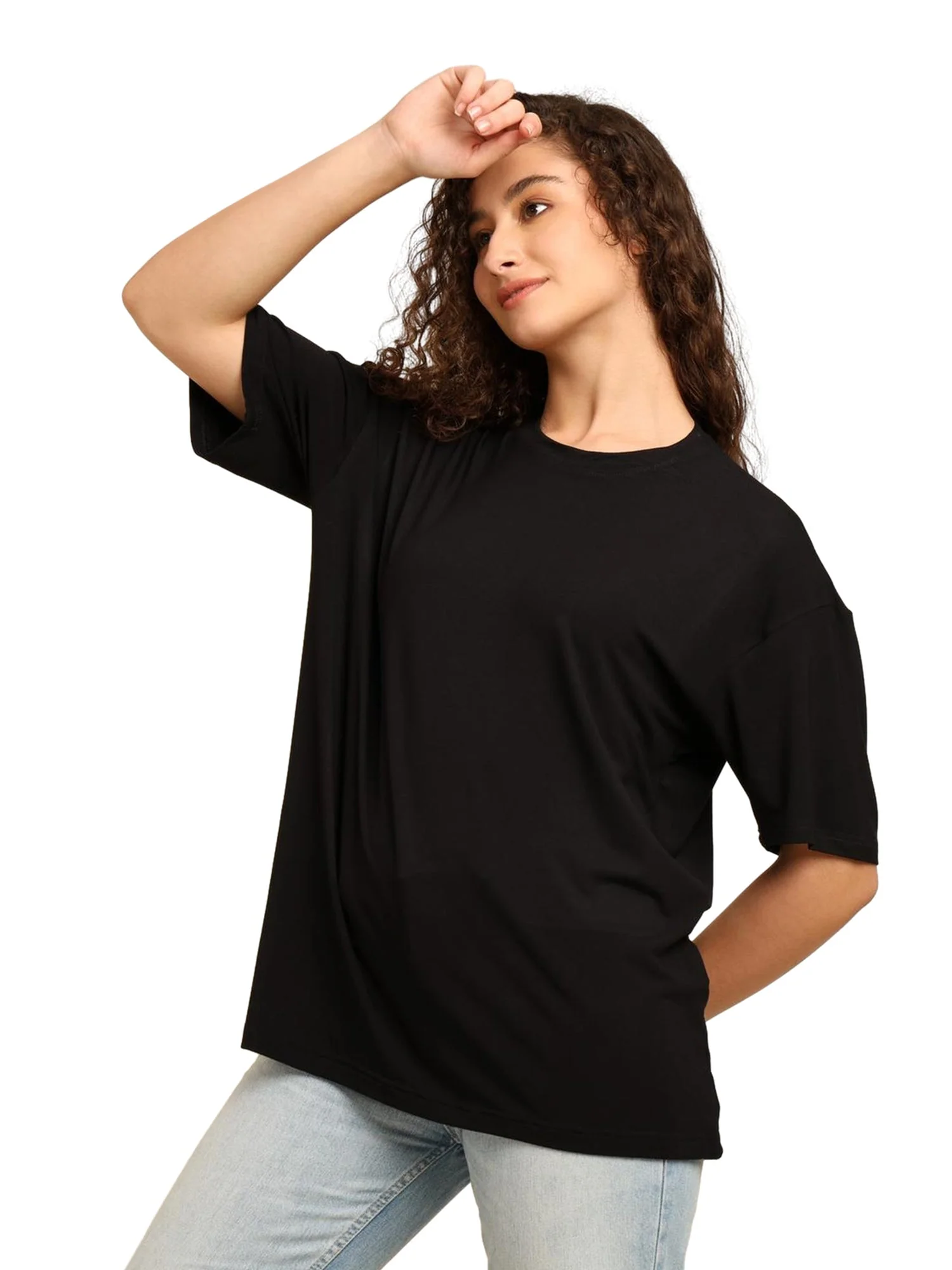 Women Oversized Bamboo Plain T-Shirt – Soft, Breathable & Sustainable - Image 3