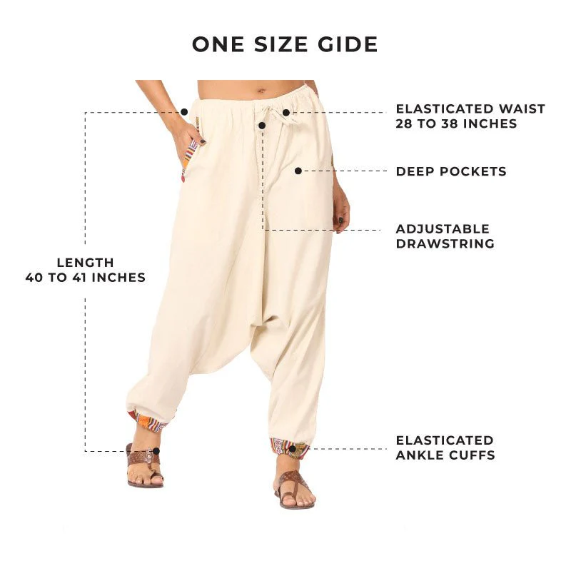 Women's Designer Harem Pants | Cream | Fits Waist Size 28" to 36" - Image 3