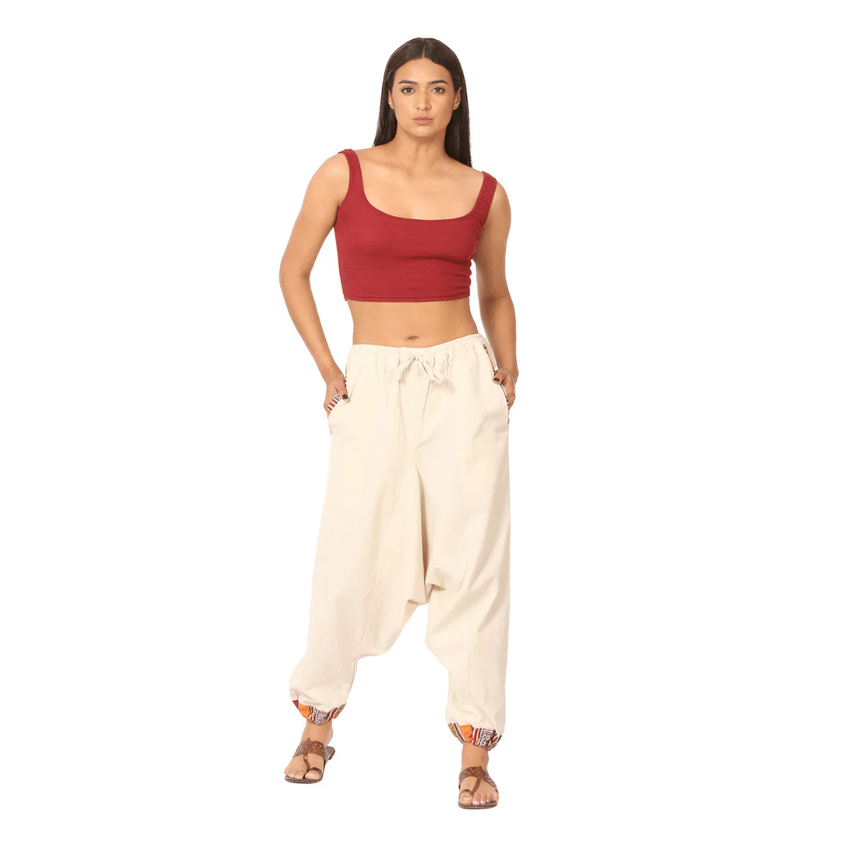 Women's Designer Harem Pants | Cream | Fits Waist Size 28" to 36" - Image 7
