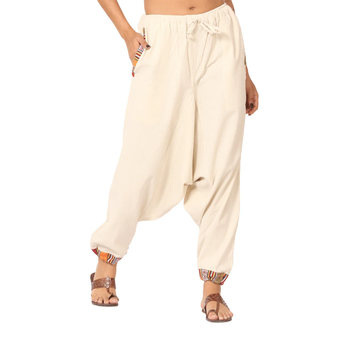 Women's Designer Harem Pants | Cream | Fits Waist Size 28" to 36" - Image 9