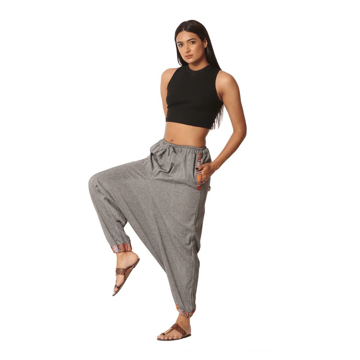 Women's Designer Harem Pants | Grey | Fits Waist Size 28" to 36" - Image 4