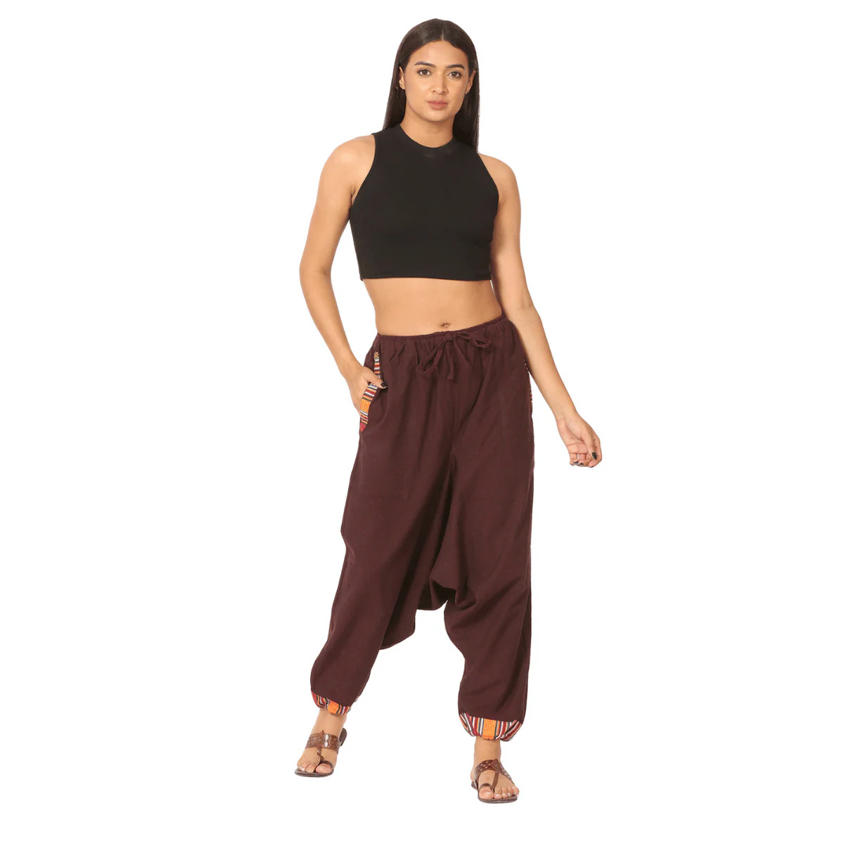 Women's Designer Harem Pants | Maroon | Fits Waist Size 28" to 36" - Image 5