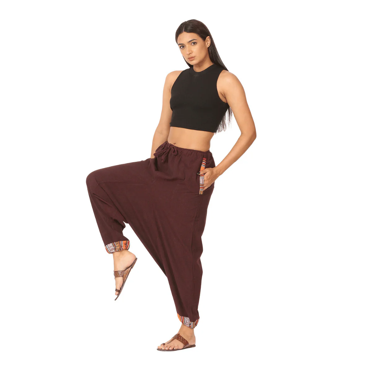 Women's Designer Harem Pants | Maroon | Fits Waist Size 28" to 36" - Image 9